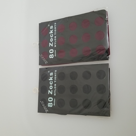 Lot of 2 80 denier Zocks Nylon Tights black/ red - Picture 1 of 5